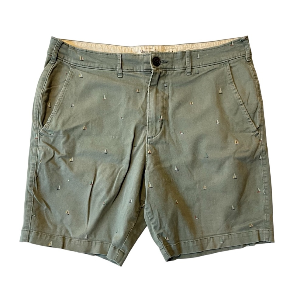 Abercrombie & Fitch Sailboat Chino shorts 34 Olive green Mens Deck Nautical